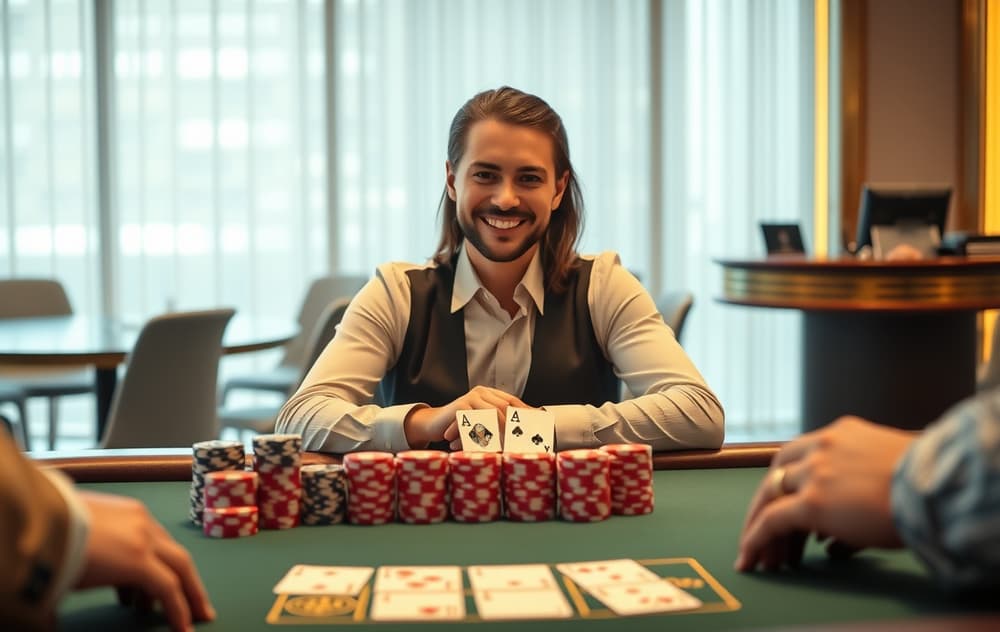 Live dealer ved blackjack-bord