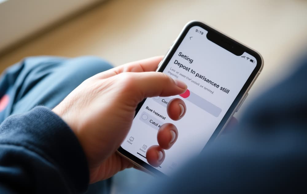 Person som setter innskuddsgrenser på mobilen