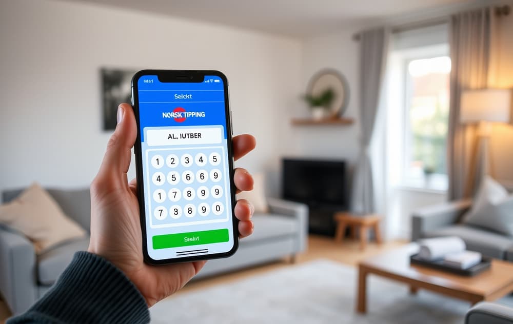 Person som spiller lotto på mobil via Norsk Tipping-appen.